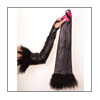 Fingerless Glove- TL0601 black leather/hot pink lining