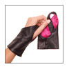 Fingerless Glove- TS0001 black leather/hot pink lining