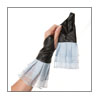 Fingerless Glove- TS0801 black leather/black lining trimmed in blue silk organza box pleats