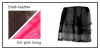 Color: black leather/hot pink lining with black organza ruffle trim
