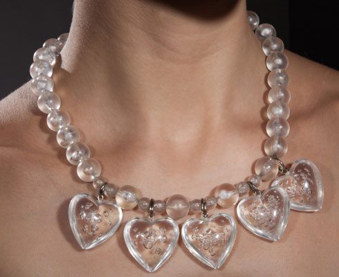 vinatge necklace-lucite heart
